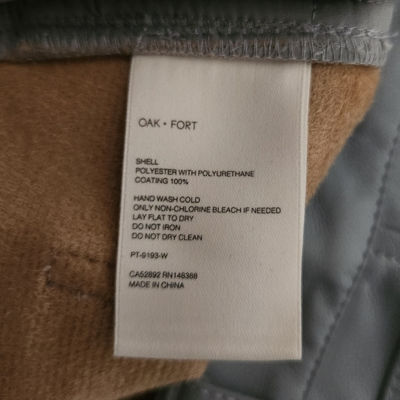 NWOT OAK & FORT- Straight Fit Vegan Leather Pant - Picture 8 of 8